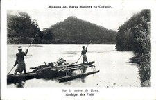 Fiji Islands Rewa River Raft Two Men Jungle 1900s PC picture