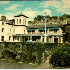 c1960s Windermere England Hydro Hotel Postcard Cumbria Lake District Cars Flags picture