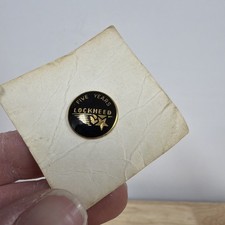 Vtg Lockheed Aircraft 5 Year Service Award Pin 10K GF Gold Filled Black Enamel picture