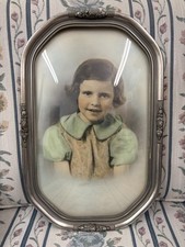 ANTIQUE 1920’s VINTAGE 17x11 CONVEX BUBBLE GLASS PICTURE FRAME PORTRAIT ART DECO picture