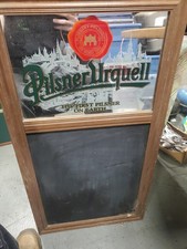 1997 Pilsner Urquell Wood Framed Bar Mirror Sign With Chalkboard picture