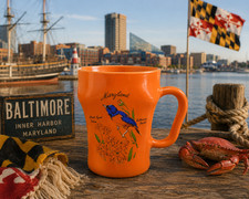 NOS Vintage Maryland Baltimore Oriole Orange Mug Fire King picture