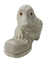 Basset Hound In A Shoe Ceramic Planter  Hound Dog Shoe Company  Orange Glass Eye picture