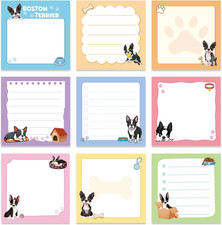Funny Boston Terrier Sticky Notes 3x3 Gifts for Dog Lovers 9-Pack picture