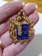 Vintage Italy Fiera Di Milan 1966 Milan Fair Visitor Enamel Badge picture