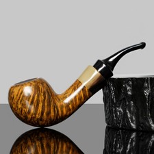 MUXIANG Handmade Briar Freehand Tobacco Pipe Smooth Wooden Pipe Acrylic Stem picture