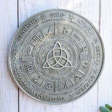 Celtic Trinity Triquetra Knot With Wicca Symbols Wheel of The Year Wall Plaque picture