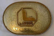 Vintage LAWSON Belt Buckle by R&R Buckles Nickel Silver Hand Engraved picture