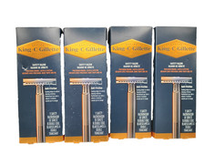 4X NEW King C Gillette Men's Double Edge Safety Razor + 5 Refill Blades picture