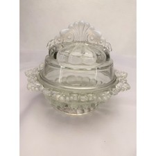 Westmoreland Glass Argonaut Shell Candy Dish Clear Opalescent Lidded Box Vintage picture