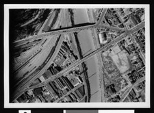 Aerial view of two streets over a river in Los Angeles California Old Photo picture