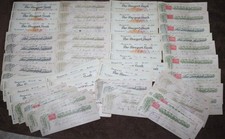 ANTIQUE 1893-1901 LOT 100+ BANK CHECKS FREEPORT BANK LI NY FOREMANS LUMBER LOT 2 picture