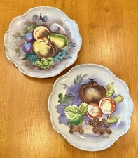 Pair VTG Hand Painted Japanese Porcelain Fruit Plates, One Signed Tokimuro 8.25