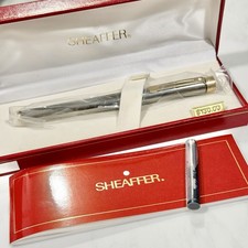 NEW SHEAFFER Targa 1067 Gunmetal White Dot 14K 585 Gold Fine Nib Fountain Pen picture