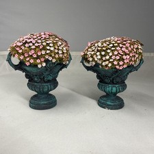 Vintage 1:12 Dollhouse Miniature Flower Urns Pair Butterflies Artisan Style 105 picture