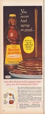 1962 Mrs Butterworth's Syrup Print Ad Breakfast Pancakes Flapjacks Bacon picture