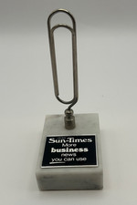 Vintage Chicago Sun-Times Marble Memo Clip Paperweight Promo Desk picture