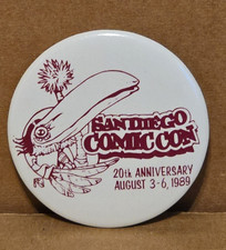 Vintage 1989 SAN DIEGO COMIC CON 20th ANNIVERSARY Pinback Button 2.25