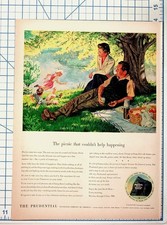 1950 Prudential Insurance Vintage Ad Nat White Family Picnic Art Ephemera picture