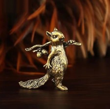 Brass Squirrel Animal Figurine Miniature Statue Table Desk Home Decoration Toy picture