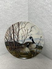 Wings Upon The Wild Nesting 1986 Collector Plate Canadian Geese Man Cave Father picture