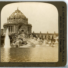 ST. LOUIS WORLDS FAIR, Festival Hall & Central Cascade--Stereoview SL7 picture