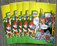 5 Vtg Pete Millar Drag Cartoons Santa Greedy Little Fink Hot Rod Postcards 1964 picture