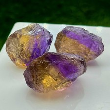 3 Pcs Rare Ametrine Rough Gemstones Lot– Natural Raw Amethyst and Citrine picture