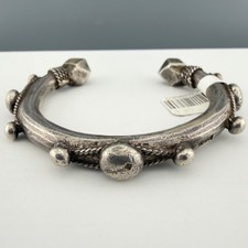 Vintage Nubian 800 Silver Cuff Bracelet Currency Palm Lotus Bedouin Protection picture