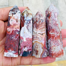 Mexican Crazy Lace Agate Tower Obelisk Crystal Healing Point Home Decor Gift picture