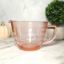 Pink Depression Style Glass Measuring Cup & Mixing Bowl, Vintage Style Kitchen picture