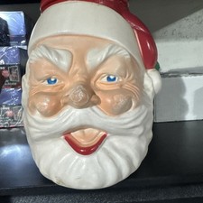 Santa Clause Blow Mold Santa Head Blow Mold Cookie Jar 1960’s Vintage Plastic picture