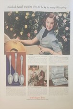 1938 1847 Rogers Bros Silverplate Vintage Ad lovelace first love marquise picture