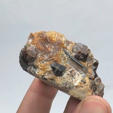 Red Garnet & Black Tourmaline on Matrix – Unique Face-Shaped Natural Mineral Spe picture