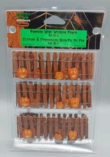 LEMAX Spooky Town Halloween Accessory Pumpkin Wire Wooden Fence Set Of 3 2004 picture