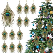 Syhood 12 Pcs Peacock Feather Ornaments Christmas Natural Peacock Bird Orname... picture