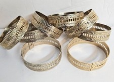 8 Vtg Goldtone Ornate Filigree Knapkin Rings Holiday Entertaining Partys picture