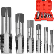 6 Piece Pipe Tap Set with Composite Steel HSS NPT and BSP Threading Tools picture