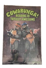 Rare TMNT Reading Is Totally Awesome Educator Sign Vintage Trumpet Club 1990s picture