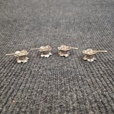 Vintage Metzke Pewter Dogwood Flower Salt Cellar Dish with Spoons Set of 4 1973 picture