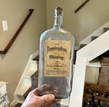 Rye Lexington AAA Whiskey Wood Pollard & Co Boston MA Labeled Blown Bottle Nice picture