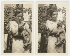 African American Woman With Adorable German Shepard Puppy 1930 s/2 Photo Q9741 picture