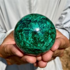 406G Rare Natural Malachite quartz hand Carved sphere Crystal Healing picture