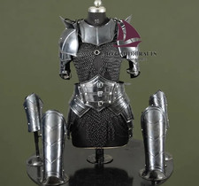 ZAIN Handcrafted Medieval Black Steel Armor Women Cuirass Pauldrons Christmas picture