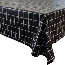 Allgala Waterproof Check PVC Vinyl Protective Tablecloth 54x120 Inch Black picture