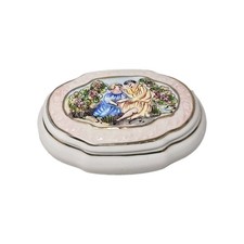 Vintage CAPODIMONTE Hand-Painted Italian Porcelain Trinket Dresser Box Italy picture