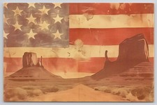 American USA Flag Utah Rock Plateau Image Card Blank Postcard NEW picture