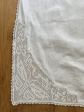 Vintage Linen Runner Cover with Hand Embroidery Lace - Butterflyer Motif - 50x20 picture
