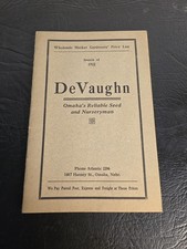 DeVaughn Seed & Nursery Omaha NE 1922 Season Wholesale Gardeners' Price List Vtg picture