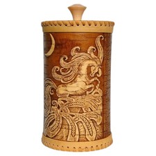 Humpbacked Horse Beresta Birch Bark Jar Food Storage Container Kitchen Canister picture